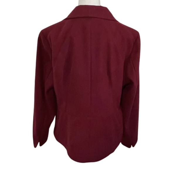 CHICO'S Women's Size 2 (L/12) Dark Red Blazer Jacket Hook Eye Closure Lined - Picture 4 of 9